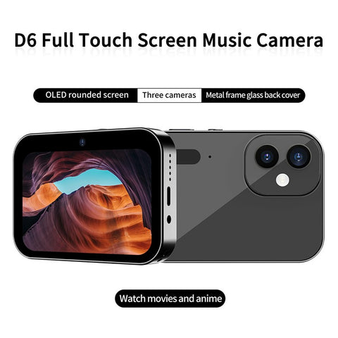 D6 3 Lens CCD Camera 4K Digital Camcorder Touchscreen Card Camera with 128GB Memory Card