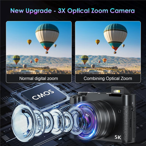 DC205X Dual Lens Camcorder High Definition Optical Zoom 5K Digital Camera Video Recorder