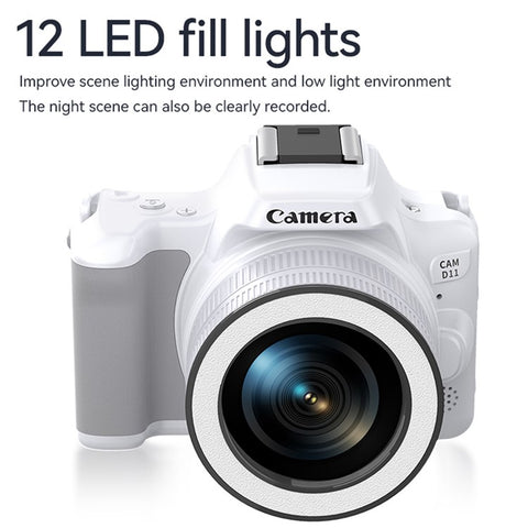 D11 Mini Digital Camera HD Video Recording DSLR Camera 48MP MAX with 64G Memory Card