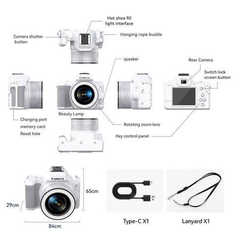 D11 Mini Digital Camera HD Video Recording DSLR Camera 48MP MAX with 64G Memory Card