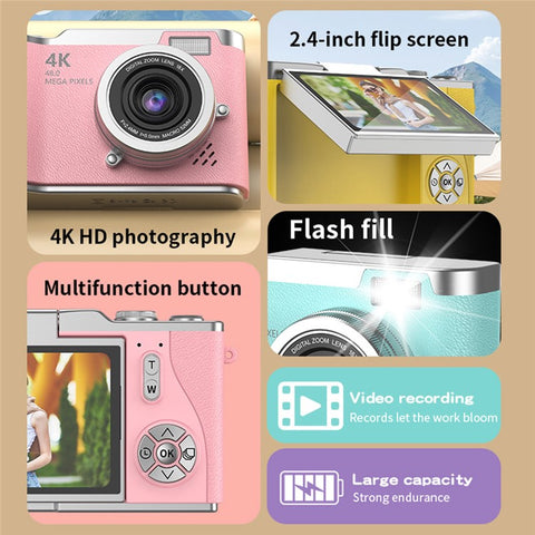 LK007 2.4 Inch Flip Screen High Definition Digital Camera 8X Zoom CCD Camcorder with 32G Memory Card + Card Reader