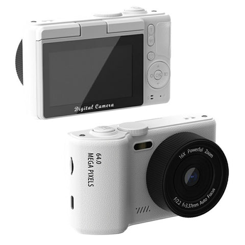 H8 3 Inch Flip Screen 48MP CCD Digital Camera 16X Digital Zoom 4K Video Recorder with 64G TF Card + Card Reader