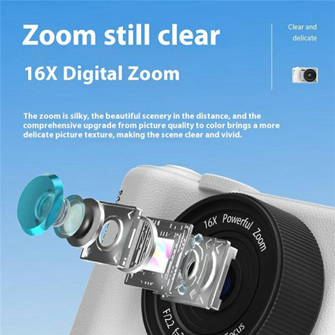 H8 3 Inch Flip Screen 48MP CCD Digital Camera 16X Digital Zoom 4K Video Recorder with 64G TF Card + Card Reader