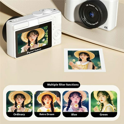 H8 3 Inch Flip Screen 48MP CCD Digital Camera 16X Digital Zoom 4K Video Recorder with 64G TF Card + Card Reader