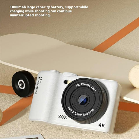 H8 3 Inch Flip Screen 48MP CCD Digital Camera 16X Digital Zoom 4K Video Recorder with 64G TF Card + Card Reader