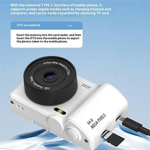 H8 3 Inch Flip Screen 48MP CCD Digital Camera 16X Digital Zoom 4K Video Recorder with 64G TF Card + Card Reader