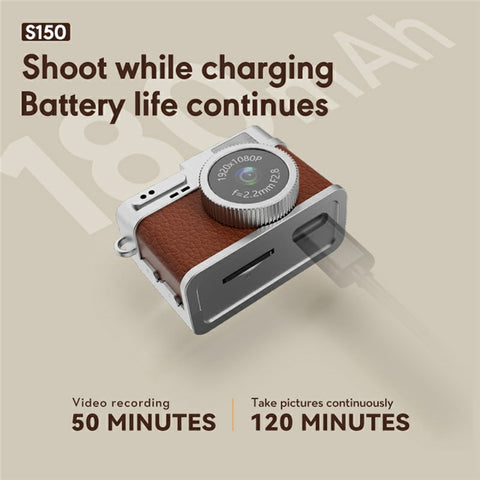 S150 Wearable Mini Camera 1080P HD Video 0.96 Inch IPS Display Necklace Pendant Retro Camera