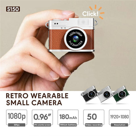 S150 Wearable Mini Camera 1080P HD Video 0.96 Inch IPS Display Necklace Pendant Retro Camera
