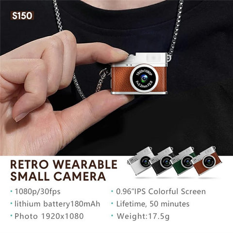 S150 Wearable Mini Camera 1080P HD Video 0.96 Inch IPS Display Necklace Pendant Retro Camera