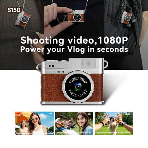 S150 Wearable Mini Camera 1080P HD Video 0.96 Inch IPS Display Necklace Pendant Retro Camera