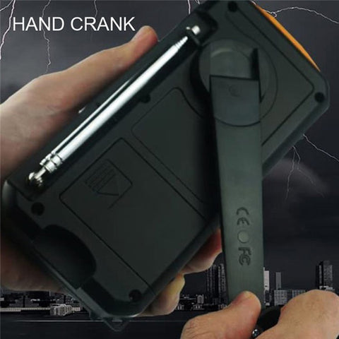 375 AM FM SW Radio Solar Charging Hand Crank Portable LED Flashlight Power Bank Phone Charger (EU Version)