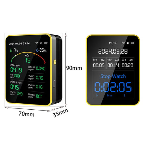 Multifunctional Air Quality WiFi Detector CO2 CO HCHO TVOC Temp Humidity Tester Alarm Device Support Tuya App