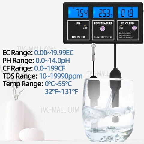 PH-116 5 in 1 Water Quality Multi-Parameter PH EC CF TDS Temperature Test Meter with Backlight