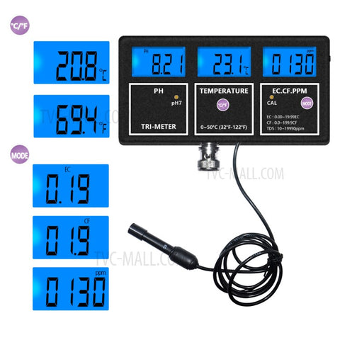 PH-116 5 in 1 Water Quality Multi-Parameter PH EC CF TDS Temperature Test Meter with Backlight