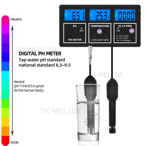 PH-116 5 in 1 Water Quality Multi-Parameter PH EC CF TDS Temperature Test Meter with Backlight