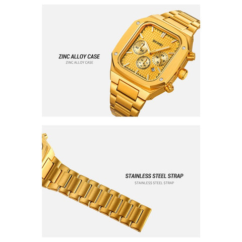 SKMEI 2201 Stylish Men Business Quartz Watch Square Luminous Wrist Watch