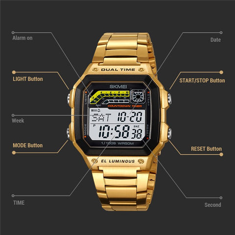SKMEI 2307 Square Digital Watch Luminous Outdoor Sports Electronic Watch