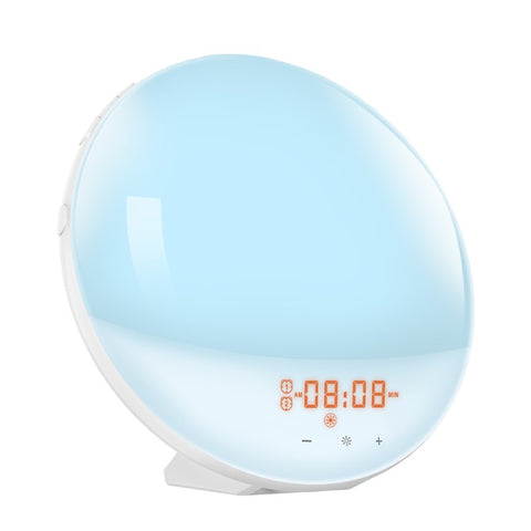 SH-01 Sunrise/Sunset Simulation Smart Wake Up Lamp Alarm Clock 7 Color Atmosphere Lamp with FM Function