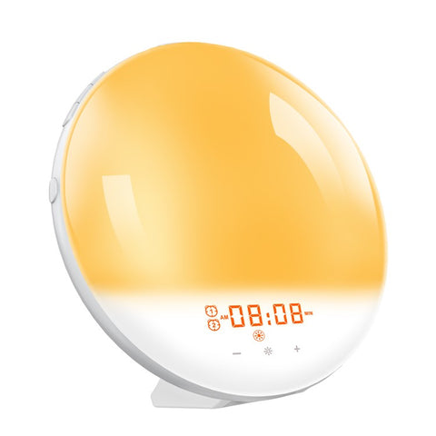 SH-01 Sunrise/Sunset Simulation Smart Wake Up Lamp Alarm Clock 7 Color Atmosphere Lamp with FM Function