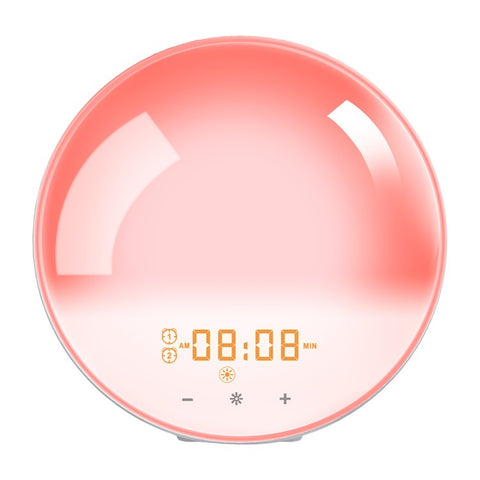 SH-01 Sunrise/Sunset Simulation Smart Wake Up Lamp Alarm Clock 7 Color Atmosphere Lamp with FM Function
