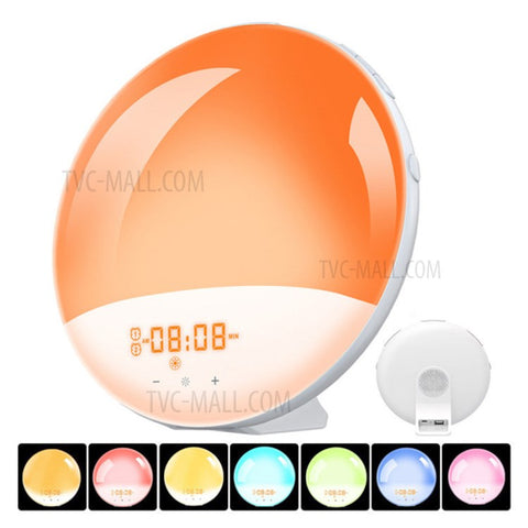 SH-01 Sunrise/Sunset Simulation Smart Wake Up Lamp Alarm Clock 7 Color Atmosphere Lamp with FM Function