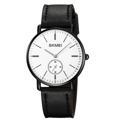 SKMEI 2308 Simple Stylish Leather Strap Round Quartz Watch