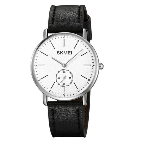 SKMEI 2308 Simple Stylish Leather Strap Round Quartz Watch