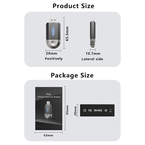 PL6 2 In 1 USB / Type-C Wireless CarPlay Adapter for Wired CarPlay Android Auto Conversion Box