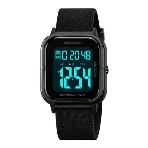 SKMEI 2316 50m Waterproof Digital Watch Square Electronic Wristwatch with EL Backlight and Stopwatch