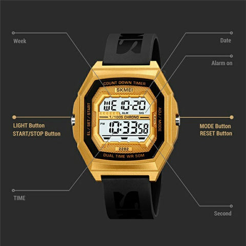 SKMEI 2282 Outdoor Sports Electronic Watch Waterproof Countdown Chronograph with EL Backlit