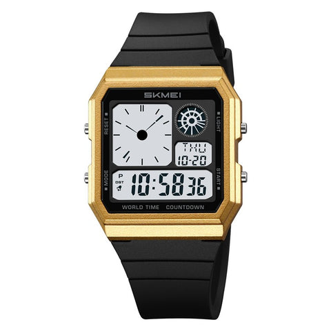 SKMEI 2347 Square Electronic Watch for Men Multifunction Sports Student Wristwatch with EL Backlit