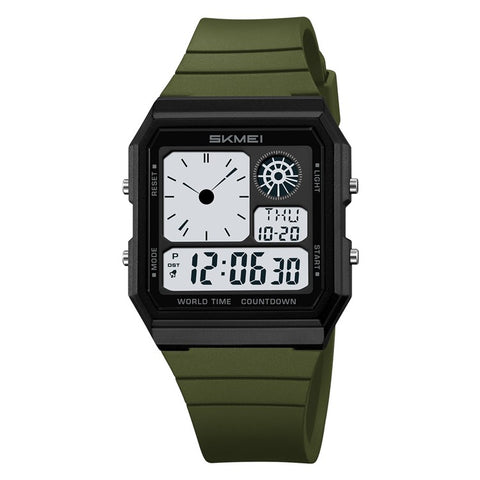 SKMEI 2347 Square Electronic Watch for Men Multifunction Sports Student Wristwatch with EL Backlit
