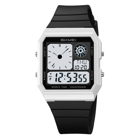 SKMEI 2347 Square Electronic Watch for Men Multifunction Sports Student Wristwatch with EL Backlit
