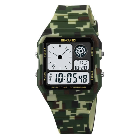 SKMEI 2347 Square Electronic Watch for Men Multifunction Sports Student Wristwatch with EL Backlit