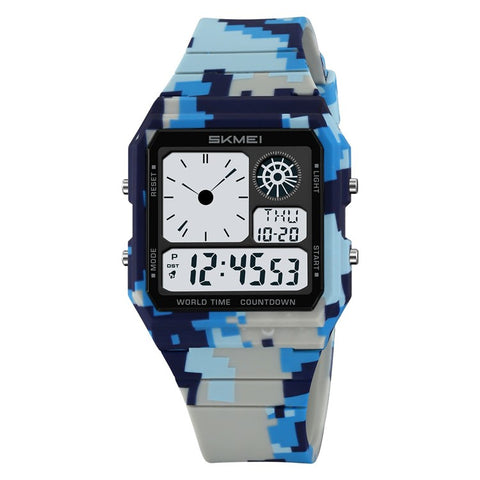 SKMEI 2347 Square Electronic Watch for Men Multifunction Sports Student Wristwatch with EL Backlit