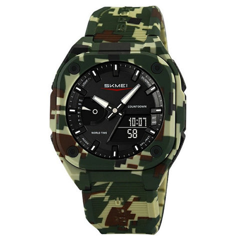 SKMEI 2328 Outdoor Student Square Electronic Watch 50M Waterproof Multifunction Sports Timepiece