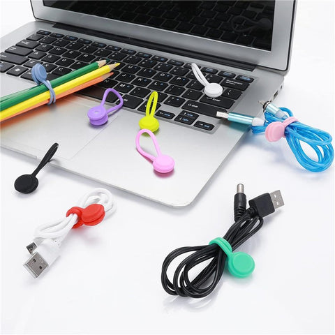5 Pcs Magnetic Cable Winder Earphone Cord Organizer Silicone Wire Holder Random Color