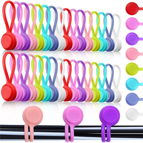 5 Pcs Magnetic Cable Winder Earphone Cord Organizer Silicone Wire Holder Random Color