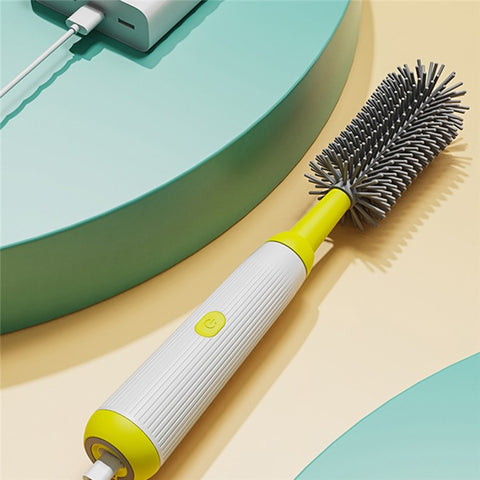 N1-S1 360 Degree Rotatable Electric Baby Bottle Brush Set Portable Pacifier Cleaner with Storage Rack (BPA Free, No FDA)