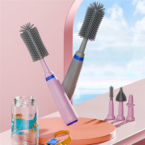 N2 Portable Pacifier Cleaner Kit with Storage Rack 360 Degree Rotatable Electric Baby Bottle Brush Set (BPA Free, No FDA)