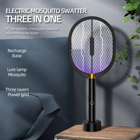 XQN-898 3 in 1 Electric Mosquito Swatter Killer LED Light USB Rechargeable Mosquito Insect Racket Trap Fly Bug Zapper