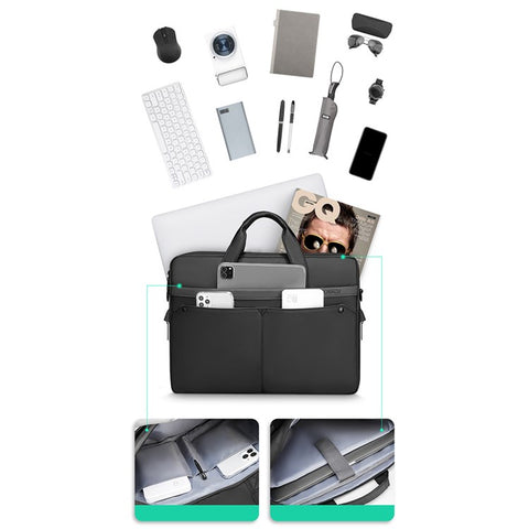 MARK RYDEN MR8001 15.6'' Laptop Storage Bag for MacBook Multiple Layers Men's Notebook Computer Sleeve Handbag with Handle and Strap
