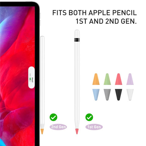 AHASTYLE PT107 8Pcs for Apple Pencil (2nd Generation) / (1st Generation) Pen Tip Cover Stylus Pen Nib Silicone Sleeve