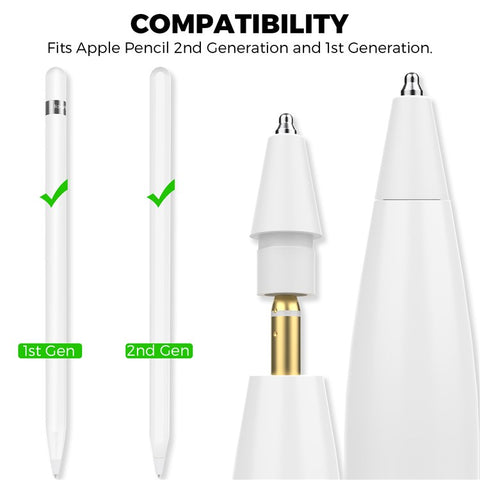 AHASTYLE WG80 For Apple Pencil 2nd / 1st Generation 2Pcs Capacitive Stylus Tip Replacement Pen Nibs