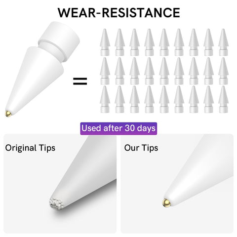 AHASTYLE WG58 For Apple Pencil 2nd / 1st Generation Capacitive Stylus Pen Nib Replacement Touch Screen Pen Tip