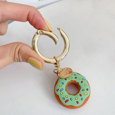 For Apple AirTag Bluetooth-compatible Tracker Donut Design Silicone Case Protective Cover with Ring Buckle
