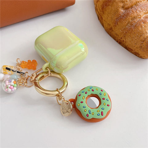 For Apple AirTag Bluetooth-compatible Tracker Donut Design Silicone Case Protective Cover with Ring Buckle