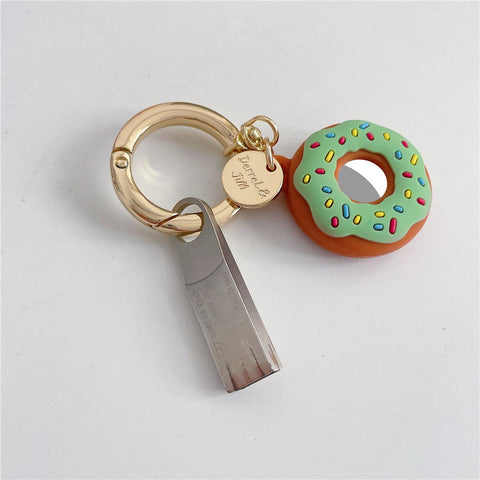 For Apple AirTag Bluetooth-compatible Tracker Donut Design Silicone Case Protective Cover with Ring Buckle