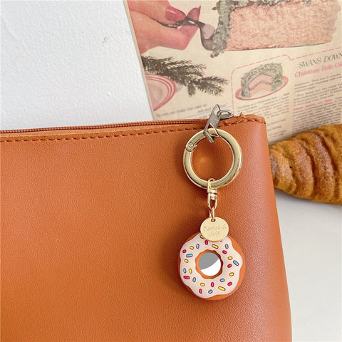For Apple AirTag Bluetooth-compatible Tracker Donut Design Silicone Case Protective Cover with Ring Buckle