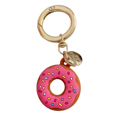 For Apple AirTag Bluetooth-compatible Tracker Donut Design Silicone Case Protective Cover with Ring Buckle